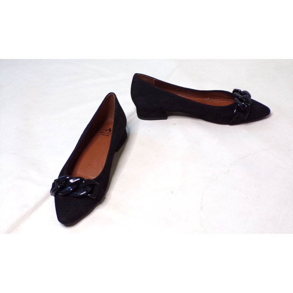 🆕 AQUATALIA Palina Pointed Toe Chain Loafer Flat Shoes 8 Black - Picture 6 of 12
